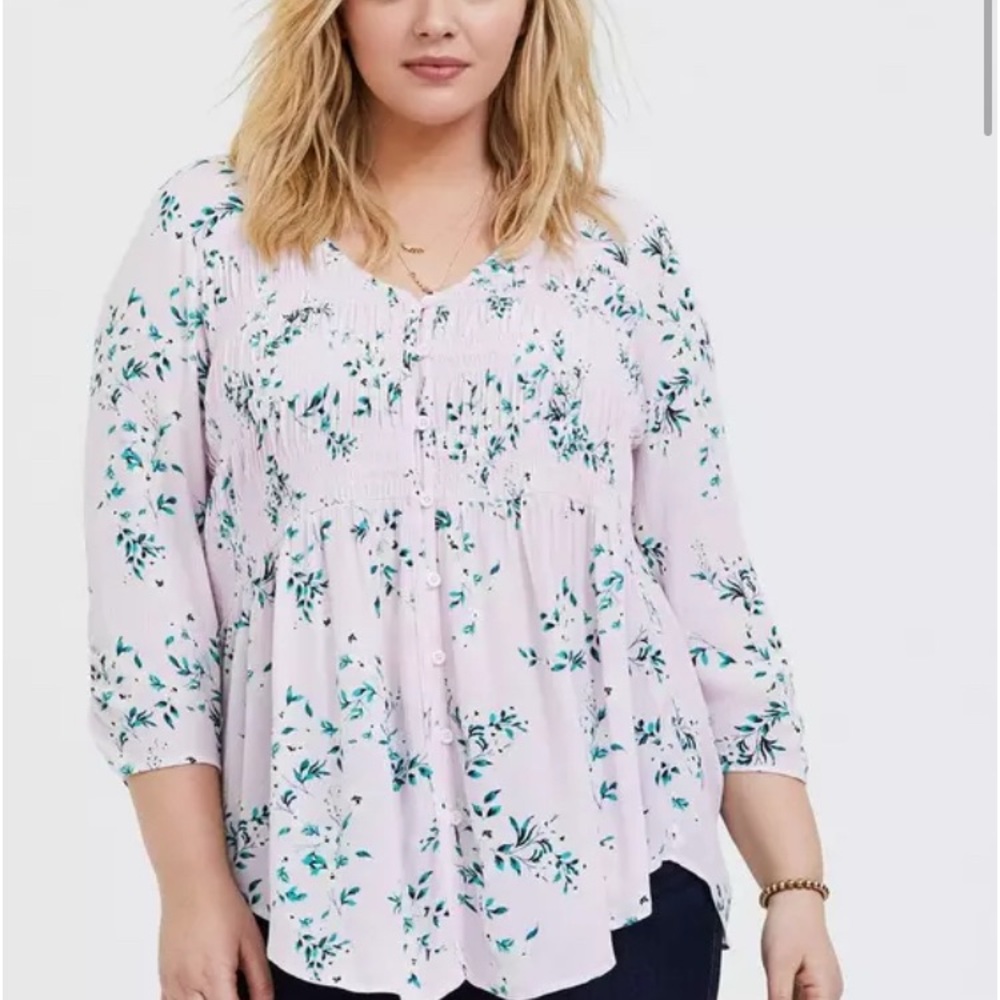 Torrid Pink Floral Print Top